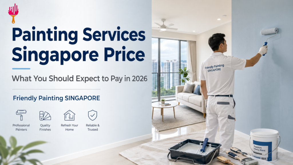 Professional painter providing painting services in a modern Singapore home
