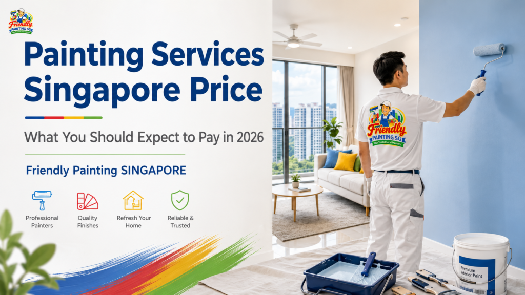 Professional painter providing painting services in a modern Singapore home