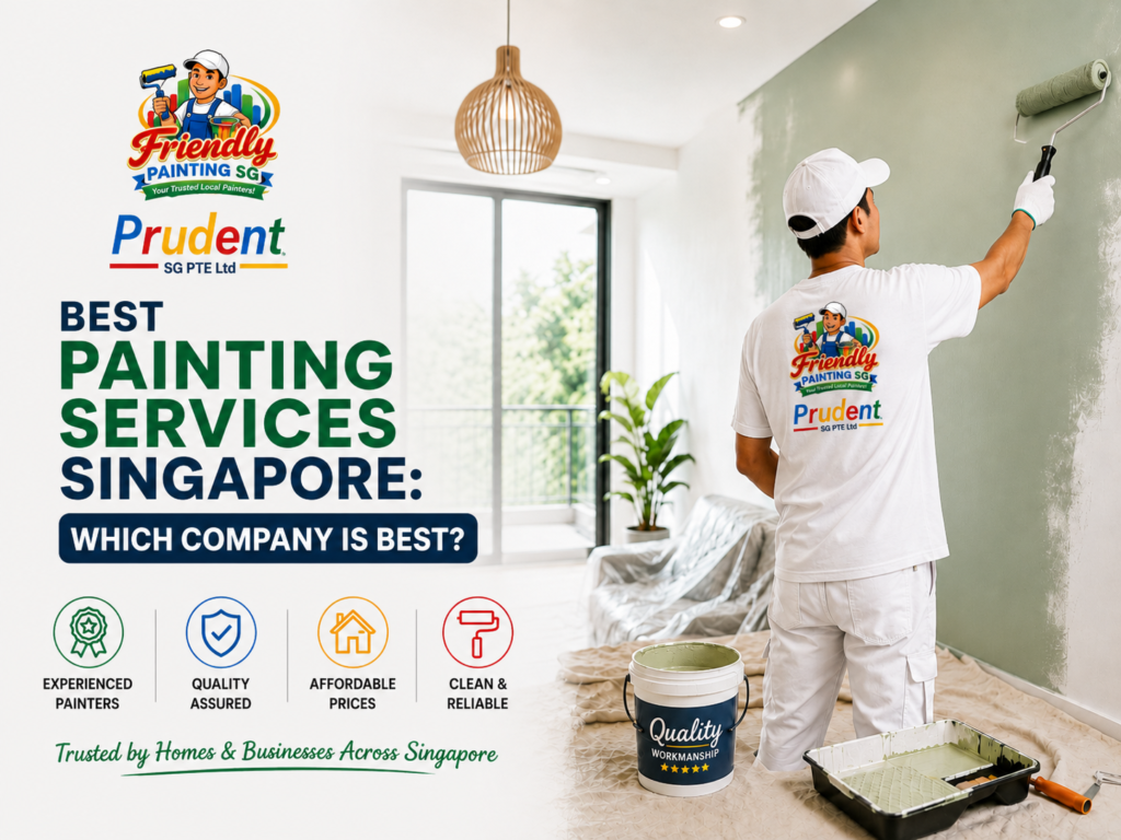 Best Painting Services Singapore by Friendly Painting SG with painter applying wall paint in a modern home