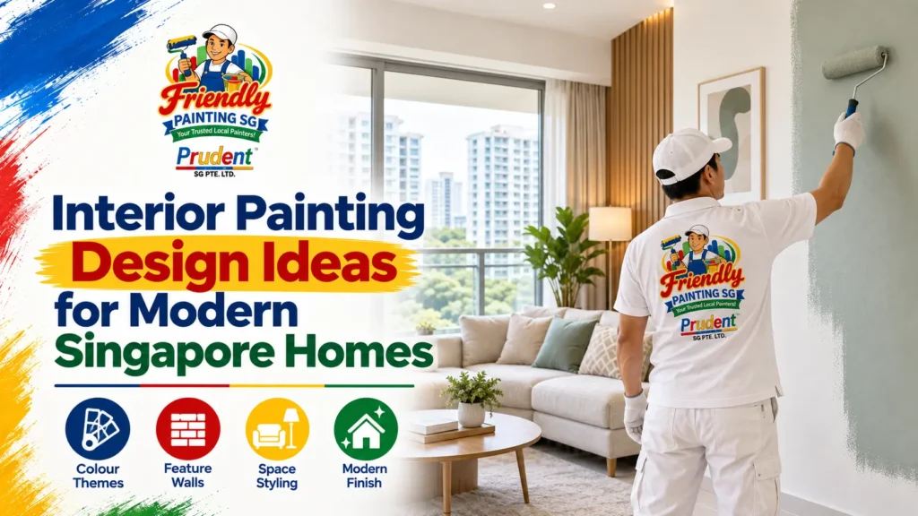 Interior Painting Design Ideas for Modern Singapore Homes featuring a professional painter creating a modern wall finish in a stylish HDB or condo interior by Friendly Painting SG