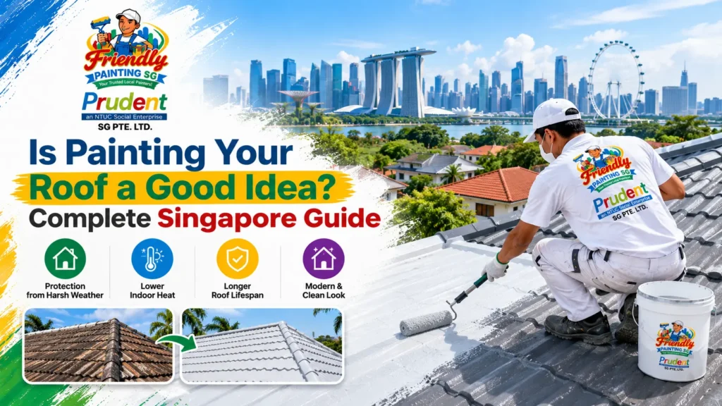Is painting your roof a good idea in Singapore, showing roof painting, weather protection, heat reduction, and roof maintenance by Friendly Painting SG.